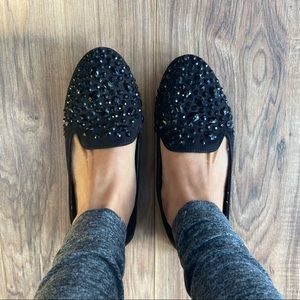 Simply Vera bejeweled black flats